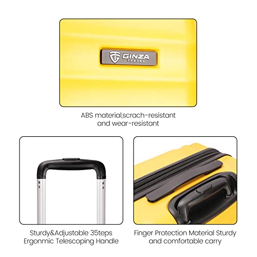 PRIMICIA GinzaTravel 3-Piece Luggage Sets Expandable Suitcases with 4 Wheels PC+ABS Durable Hardside Luggage sets TSA lock, Yellow, 2-Piece Set(20"/29"), Suitcase Spinner Wheels Scratch-resistant