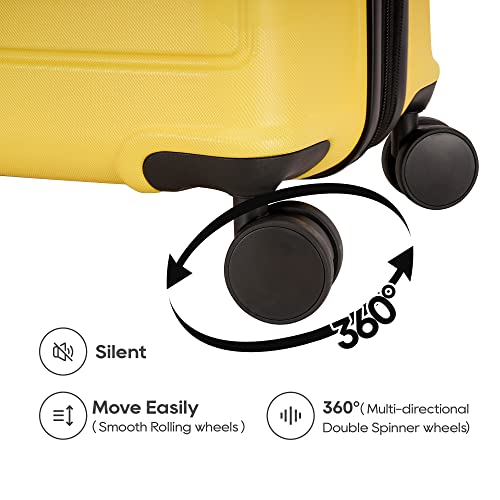 GinzaTravel Hardside Spinner, Carry-On, Wear-resistant, scratch-resistant Suitcase Luggage with Wheels, Yellow, 71.12 cm,