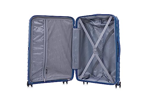ATX Luggage Medium Suitcase Lightweight Durable Polypropylene Hard Shell Suitcase with 4 Dual Spinner Wheels and Built-in TSA Lock (Morrocan Blue, 24 Inches, 65 Liters)