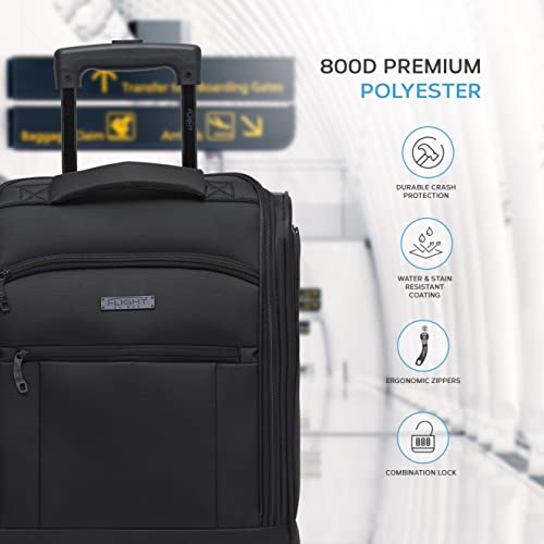 Flight Knight Set of 2 Luggage 45x36x20cm easyJet Underseat Carry On Non Priority Approved Cabin Suitcase - 2 Wheels - Ultra Lightweight Durable Soft Hand Case Textile