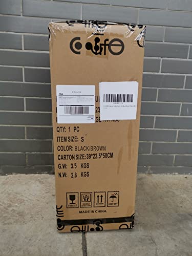 COOLIFE Suitcase Trolley Carry On Hand Cabin Luggage Hard Shell Travel Bag Lightweight with TSA Lock and 2 Year Warranty Durable 4 Spinner Wheels (Black/Brown, S(56cm 38L))