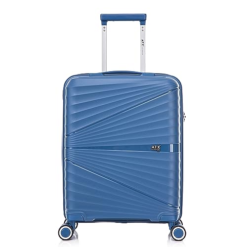 ATX Luggage Medium Suitcase Lightweight Durable Polypropylene Hard Shell Suitcase with 4 Dual Spinner Wheels and Built-in TSA Lock (Morrocan Blue, 24 Inches, 65 Liters)