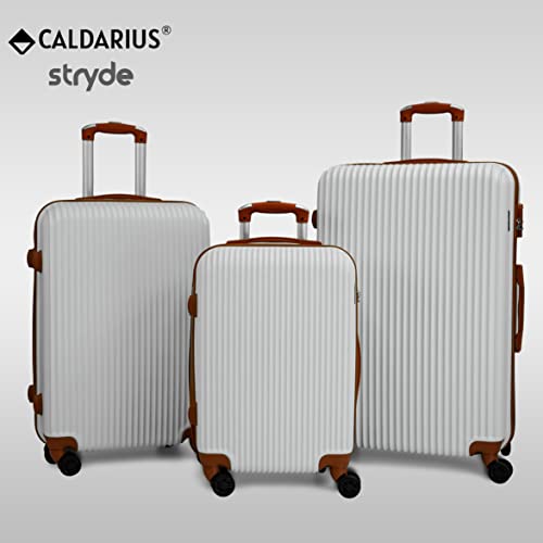 CALDARIUS Suitcase Medium Size| Hard Shell | Lightweight | 4 Dual Spinner Wheels | Trolley Luggage Suitcase | Medium 24" Hold Check in Luggage | Combination Lock, (White, Medium 24'')