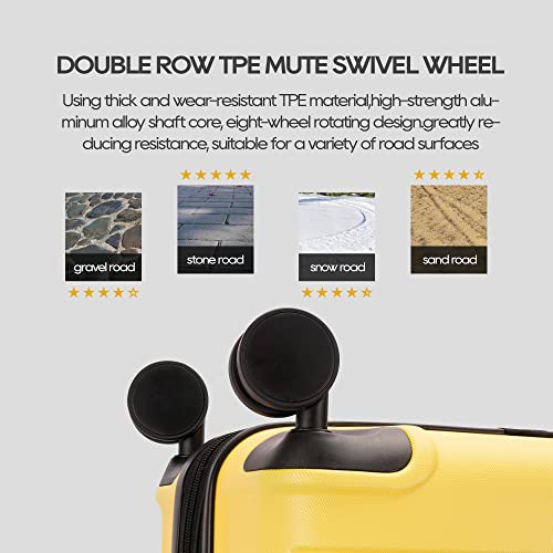 GinzaTravel Hardside Spinner, Carry-On, Wear-resistant, scratch-resistant Suitcase Luggage with Wheels, Yellow, 71.12 cm,