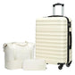 COOLIFE Suitcase Trolley Carry On Hand Cabin Luggage Hard Shell Travel Bag Lightweight with TSA Lock,The Suitcase Included 1pcs Travel Bag and 1pcs Toiletry Bag (White, 24 Inch Luggage Set)