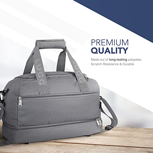 Lugg Hand Cabin Bag - Polyester Travel Bag, 40 x 20 x 25 cm, Suitable Hand Luggage for Worldwide Airlines - Lockable Zipper, Quick Access Zip Pocket with Adjustable Shoulder Strap and Handle (Grey)