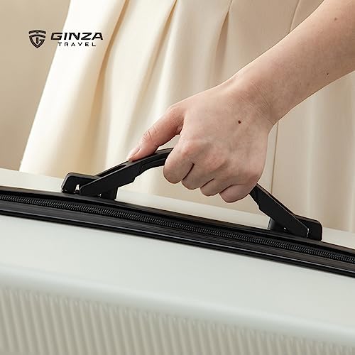 GinzaTravel Lightweight Suitcase ABS Hard Case Suitcases with Combination Lock 4 Wheels Carry-on Hand Luggage for Travel Medium(68cm 65L) White