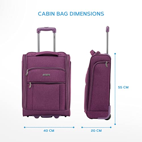 Flight Knight 55x40x20cm Ryanair Maximum Size Carry On Priority Hand Luggage Case Approved & Tested - 2 Wheels - Ultra Lightweight Durable Soft Case Textile Cabin Suitcase