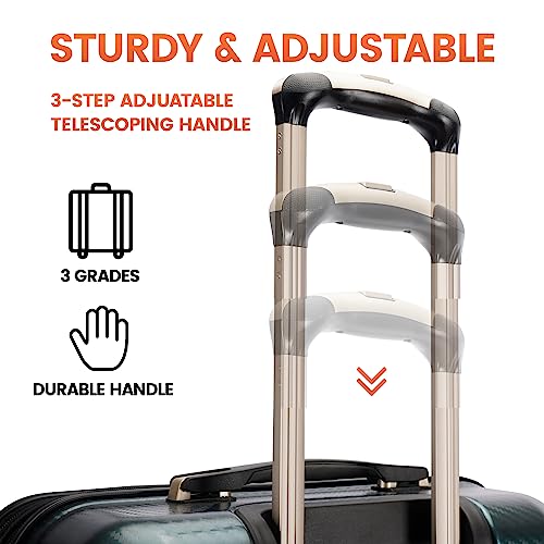 GinzaTravel Luggage Expandable 3 Piece Sets Rare Color PC+ABS Suitcase Set with Smooth wheels and TSA lock, Green, Carry-On 20-Inch, This Durable Series of Suitcases Uses Pc+abs Material.