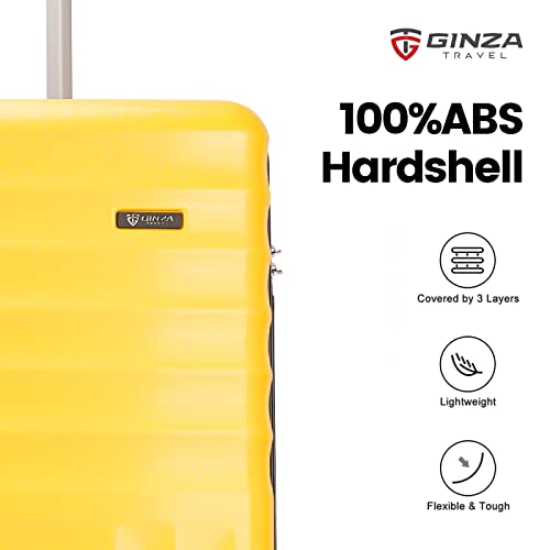PRIMICIA GinzaTravel 3-Piece Luggage Sets Expandable Suitcases with 4 Wheels PC+ABS Durable Hardside Luggage sets TSA lock, Yellow, 2-Piece Set(20"/29"), Suitcase Spinner Wheels Scratch-resistant