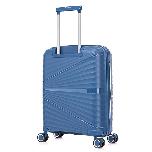 ATX Luggage Medium Suitcase Lightweight Durable Polypropylene Hard Shell Suitcase with 4 Dual Spinner Wheels and Built-in TSA Lock (Morrocan Blue, 24 Inches, 65 Liters)