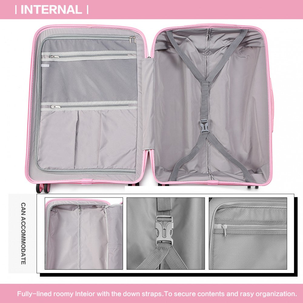 Kono 20./24/28” Hard Shell PP Suitcase Set - Pink
