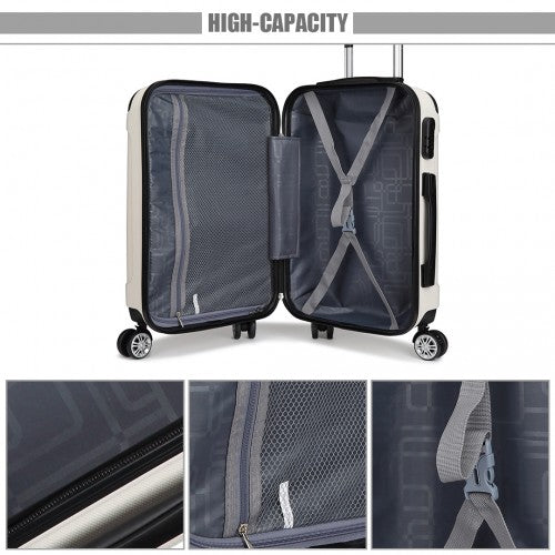 Kono 24 Inch Abs Hard Shell Suitcase Luggage - Beige