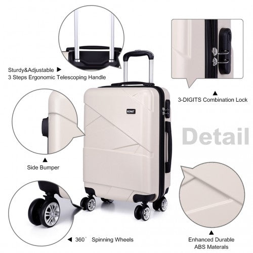 Kono 28 Inch Bandage Effect Hard Shell Suitcase - Beige