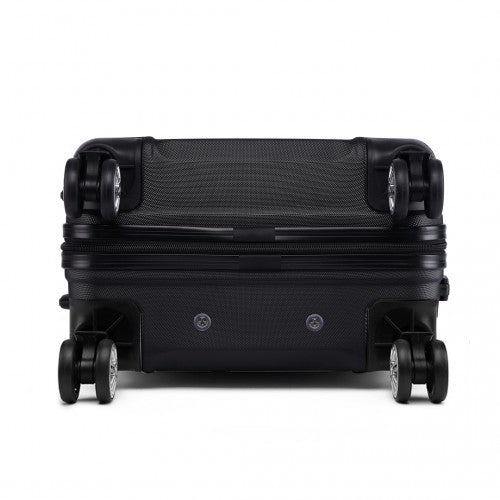 Kono Abs Sculpted Horizontal Design 24 Inch Suitcase - Black