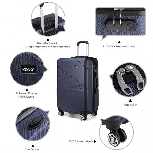 Kono 20-24-28” Bandage Effect Hard Shell Suitcase - Navy