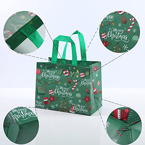 OTMVicor 12 packs Christmas Gift Bags,Reusable GiftTote Bags with Handles,Waterproof Christmas Treat Bags for Xmas Party