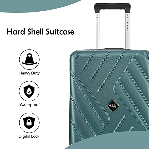 ATX Luggage Suitcase Medium Size Super Lightweight Expandable Durable ABS Hard Shell Suitcase with 4 Dual Spinner Wheels and Built-in 3 Digit Combination Lock (Forest Green, 24Inches, 86Liter)