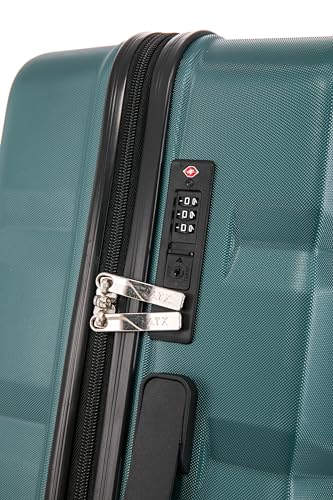 ATX Luggage Medium Suitcase Super Lightweight Durable ABS Hard Shell Suitcase with 4 Dual Spinner Wheels and Built-in TSA Lock (Forest Green, 24Inches, 65Liter)