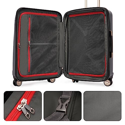 GinzaTravel Luggage Expandable 3 Piece Sets Rare Color PC+ABS Suitcase Set with Smooth wheels and TSA lock, Green, Carry-On 20-Inch, This Durable Series of Suitcases Uses Pc+abs Material.