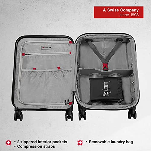 Wenger Matrix 20" Expandable Hardside Luggage Carry Suitcase, 55 cm, 38 Liters, Black