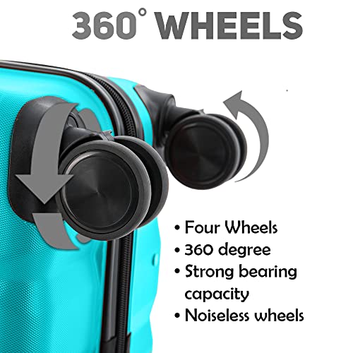 ATX Luggage Medium Suitcase Super Lightweight Durable ABS Hard Shell Suitcase with 4 Dual Spinner Wheels and Built-in TSA Lock (Mint Green, 24 Inches, 65 Liter)