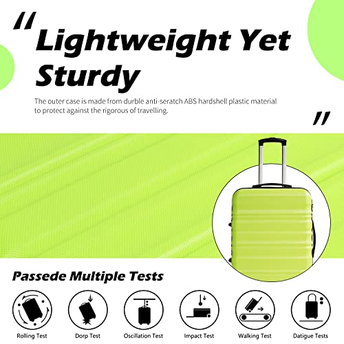 COOLIFE Suitcase Trolley Carry On Hand Cabin Luggage Hard Shell Travel Bag Lightweight with TSA Lock and 2 Year Warranty Durable 4 Spinner Wheels (Apricot Navy, S(56cm 38L))