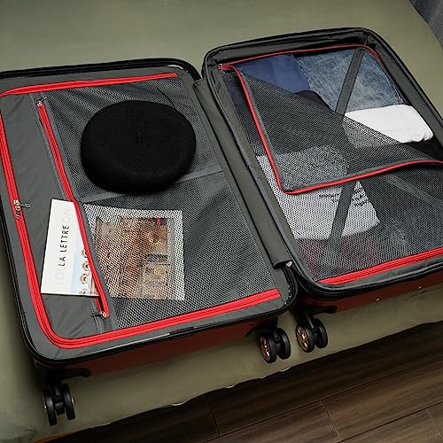 GinzaTravel Luggage Expandable 3 Piece Sets Rare Color PC+ABS Suitcase Set with Smooth wheels and TSA lock, Green, Carry-On 20-Inch, This Durable Series of Suitcases Uses Pc+abs Material.