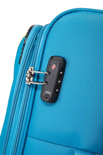 ATX Luggage Large Suitcase Expandable Durable Lightweight Suitcase with 4 Dual Spinner Wheels & Built-in TSA Lock (Blue/Yellow, 29 Inches, 110 Liters)