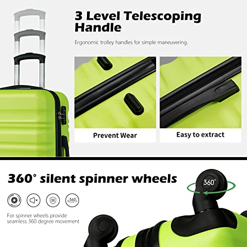 COOLIFE Suitcase Trolley Carry On Hand Cabin Luggage Hard Shell Travel Bag Lightweight with TSA Lock and 2 Year Warranty Durable 4 Spinner Wheels (3 Pcs Set, Black)