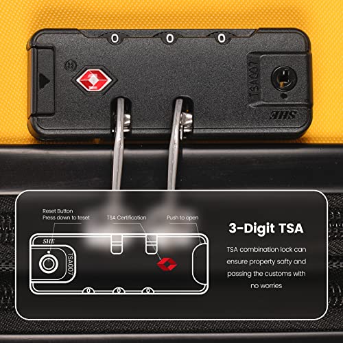 PRIMICIA GinzaTravel 3-Piece Luggage Sets Expandable Suitcases with 4 Wheels PC+ABS Durable Hardside Luggage sets TSA lock, Yellow, 2-Piece Set(20"/29"), Suitcase Spinner Wheels Scratch-resistant