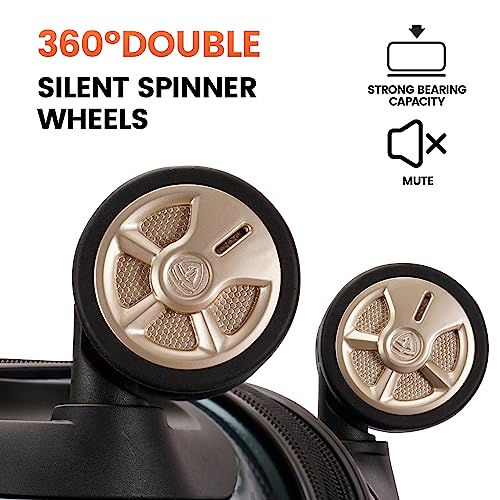 GinzaTravel Luggage Expandable 3 Piece Sets Rare Color PC+ABS Suitcase Set with Smooth wheels and TSA lock, Green, Carry-On 20-Inch, This Durable Series of Suitcases Uses Pc+abs Material.