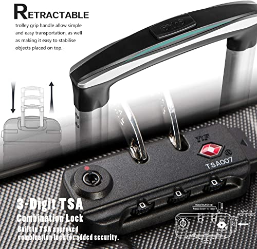 COOLIFE Suitcase Trolley Carry On Hand Cabin Luggage Hard Shell Travel Bag Lightweight with TSA Lock and 2 Year Warranty Durable 4 Spinner Wheels (Black/Brown, 3 Pcs Set)