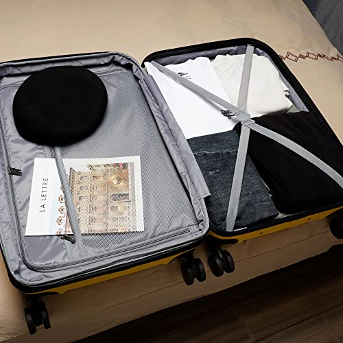 GinzaTravel Hardside Spinner, Carry-On, Wear-resistant, scratch-resistant Suitcase Luggage with Wheels, Yellow, 71.12 cm,