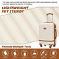 COOLIFE Suitcase Trolley Carry On Hand Cabin Luggage Hard Shell Travel Bag Lightweight with TSA Lock,The Suitcase Included 1pcs Travel Backpack and 1pcs Toiletry Bag (White/Brown, 20 Inch Luggage Set)