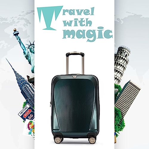 GinzaTravel Luggage Expandable 3 Piece Sets Rare Color PC+ABS Suitcase Set with Smooth wheels and TSA lock, Green, Carry-On 20-Inch, This Durable Series of Suitcases Uses Pc+abs Material.