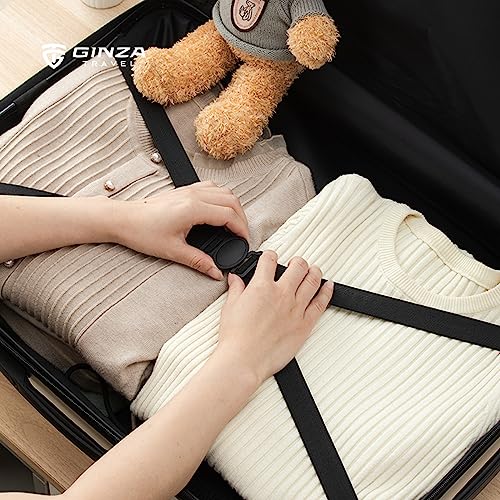 GinzaTravel Lightweight Suitcase ABS Hard Case Suitcases with Combination Lock 4 Wheels Carry-on Hand Luggage for Travel Medium(68cm 65L) White