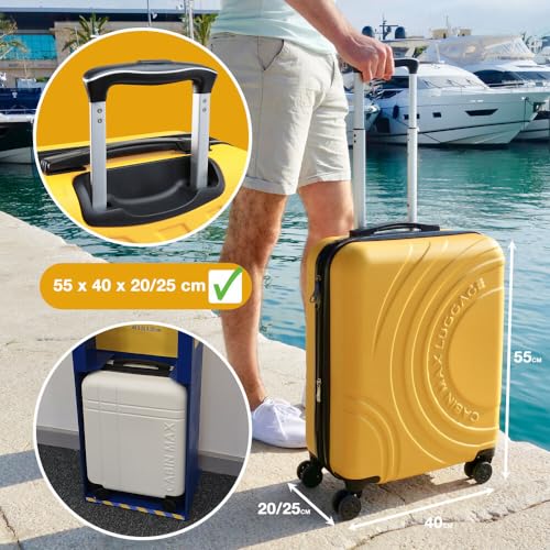 Cabin Max 55x40x20 cm Velocity Carry On Suitcase (Expandable 55x40x25cm) 4 Wheel Luggage Cabin Bags Suitable for Ryanair, Easyjet, Jet 2, BA, Iberia, Vueling (Midnight Blue)