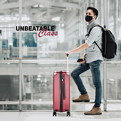 ATX Luggage Medium Suitcase Super Lightweight Durable ABS Hard Shell Suitcase with 4 Dual Spinner Wheels and Built-in TSA Lock (Cherry Red, 24 Inches, 65 Liter)