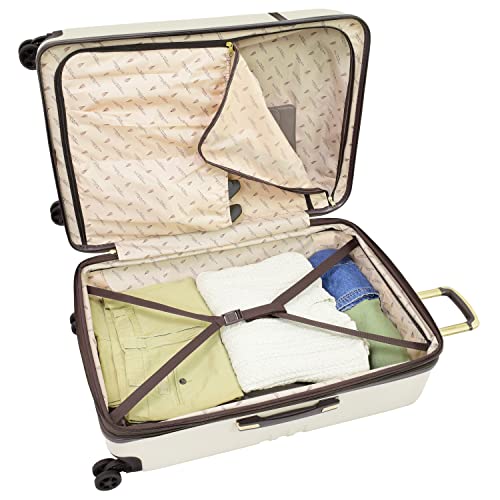 LONDON FOG Brentwood Ii 25" Expandable Hardside Spinner, Cream, 25-Inch, Brentwood Ii 25" Expandable Hardside Spinner