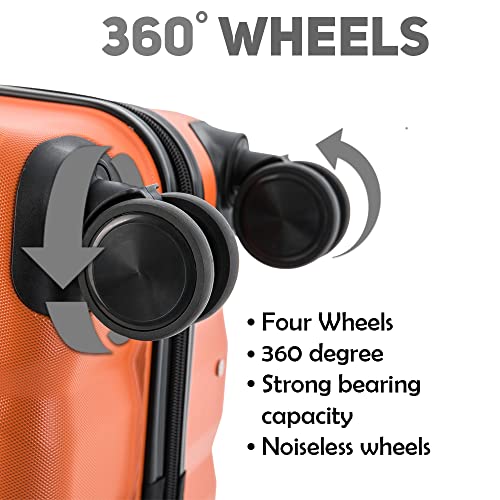 ATX Luggage Cabin Suitcase Super Lightweight Durable ABS Carry on Suitcase with 4 Dual Spinner Wheels and Built-in 3 Digit Combination Lock (Orange, 21 Inches, 33 Liter)
