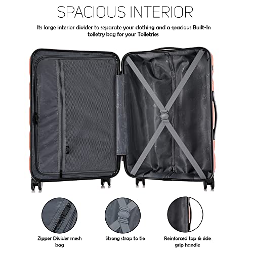 ATX Luggage 28" Large Suitcase Super Lightweight Durable ABS Hard Shell Suitcase with 4 Dual Spinner Wheels and Built-in TSA Lock (Midnight Blue, 110 Liter)