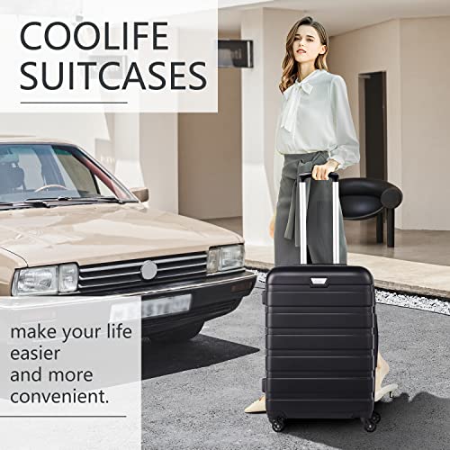 COOLIFE Suitcase Trolley Carry On Hand Cabin Luggage Hard Shell Travel Bag Lightweight with TSA Lock and 2 Year Warranty Durable 4 Spinner Wheels (Apple Green, S(56cm 38L))