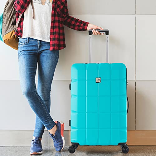 ATX Luggage Medium Suitcase Super Lightweight Durable ABS Hard Shell Suitcase with 4 Dual Spinner Wheels and Built-in TSA Lock (Mint Green, 24 Inches, 65 Liter)