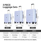 GinzaTravel Anti-scratch PP Material large capacity Expandable Luggage 8-wheel Spinner Luggage sets, Pastel Blue, 3-pc Set (20/24/28)