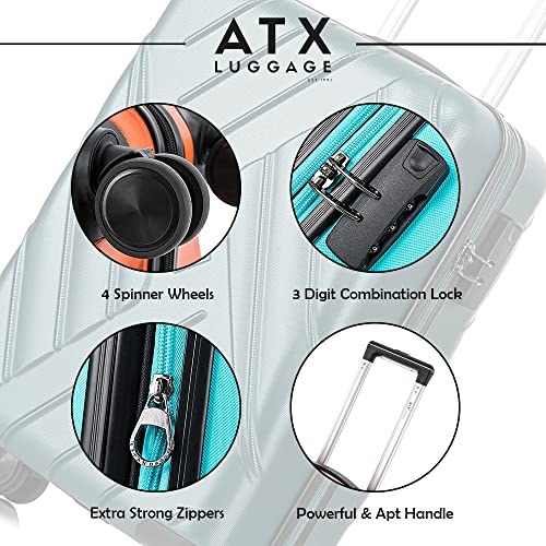 ATX Luggage Suitcase Medium Size Super Lightweight Expandable Durable ABS Hard Shell Suitcase with 4 Dual Spinner Wheels and Built-in 3 Digit Combination Lock (Forest Green, 24Inches, 86Liter)