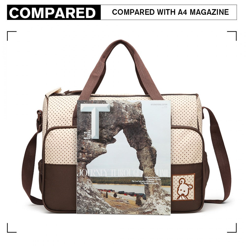 Miss Lulu Polyester 5 Pcs Set Maternity Baby Changing Bag Dot - Brown