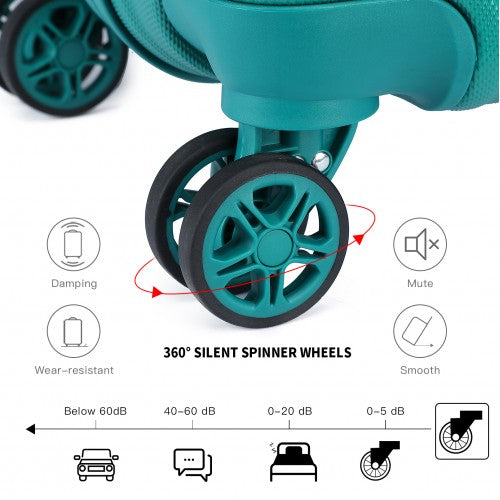 Kono Abs 4 Wheel Suitcase Set With Vanity Case - Teal
