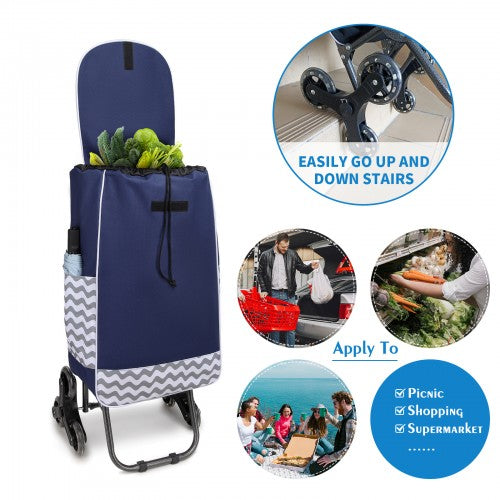 Kono 6 Wheel Push Shopping Trolley - Navy