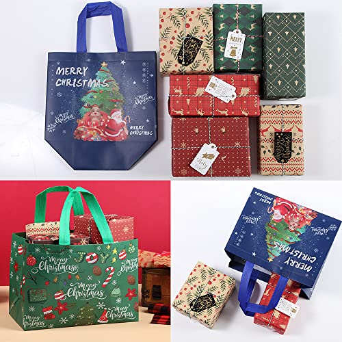 OTMVicor 12 packs Christmas Gift Bags,Reusable GiftTote Bags with Handles,Waterproof Christmas Treat Bags for Xmas Party